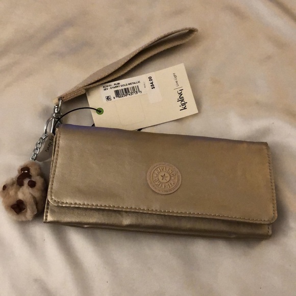 Kipling Rubi Large Wristlet Wallet Color Starry Gold Metallic + Monkey OS NWT - Picture 16 of 16